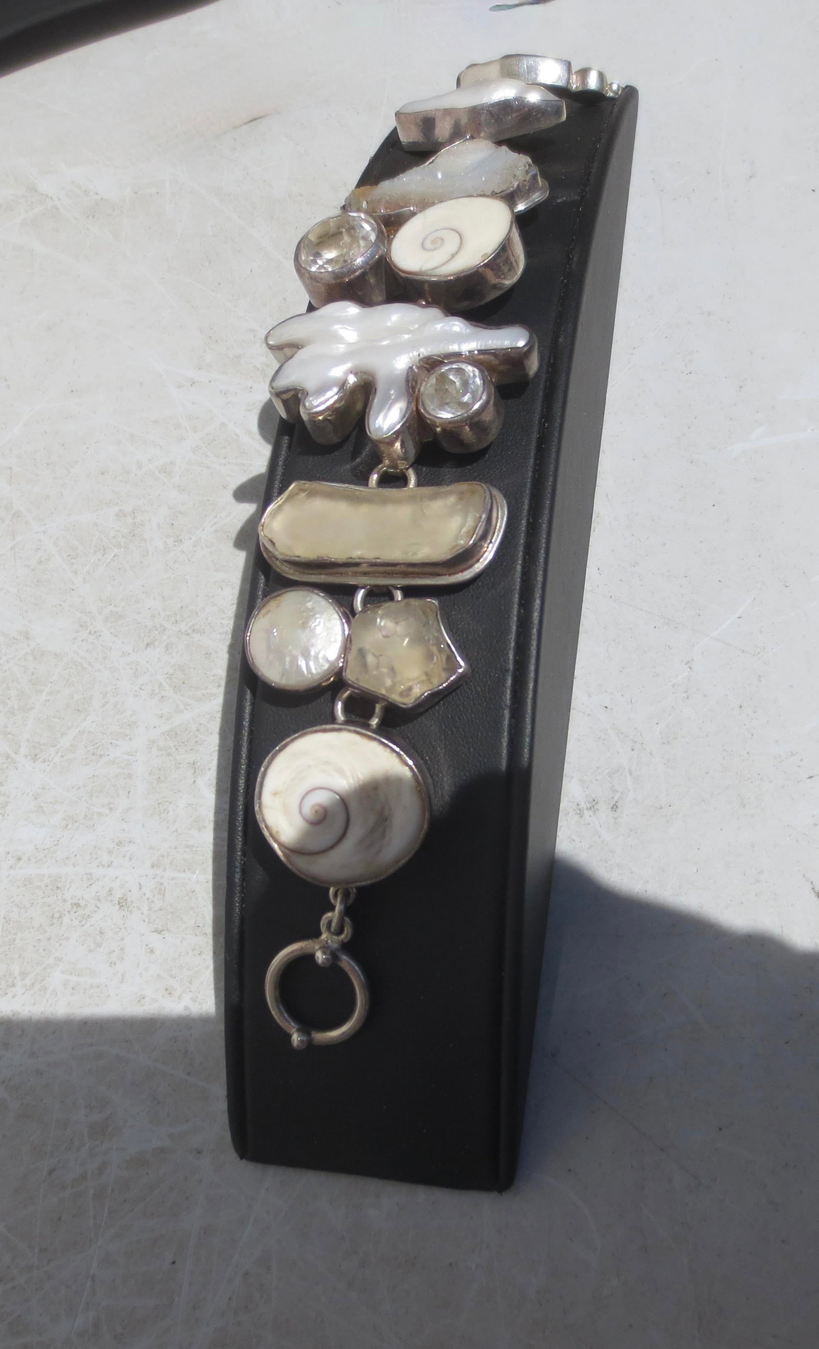 Link Bracelet Signed the Dreamer Pearl,Crystal, Geode - 5