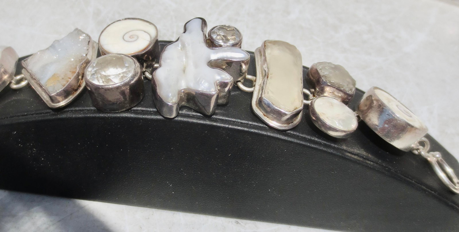 Link Bracelet Signed the Dreamer Pearl,Crystal, Geode - 7