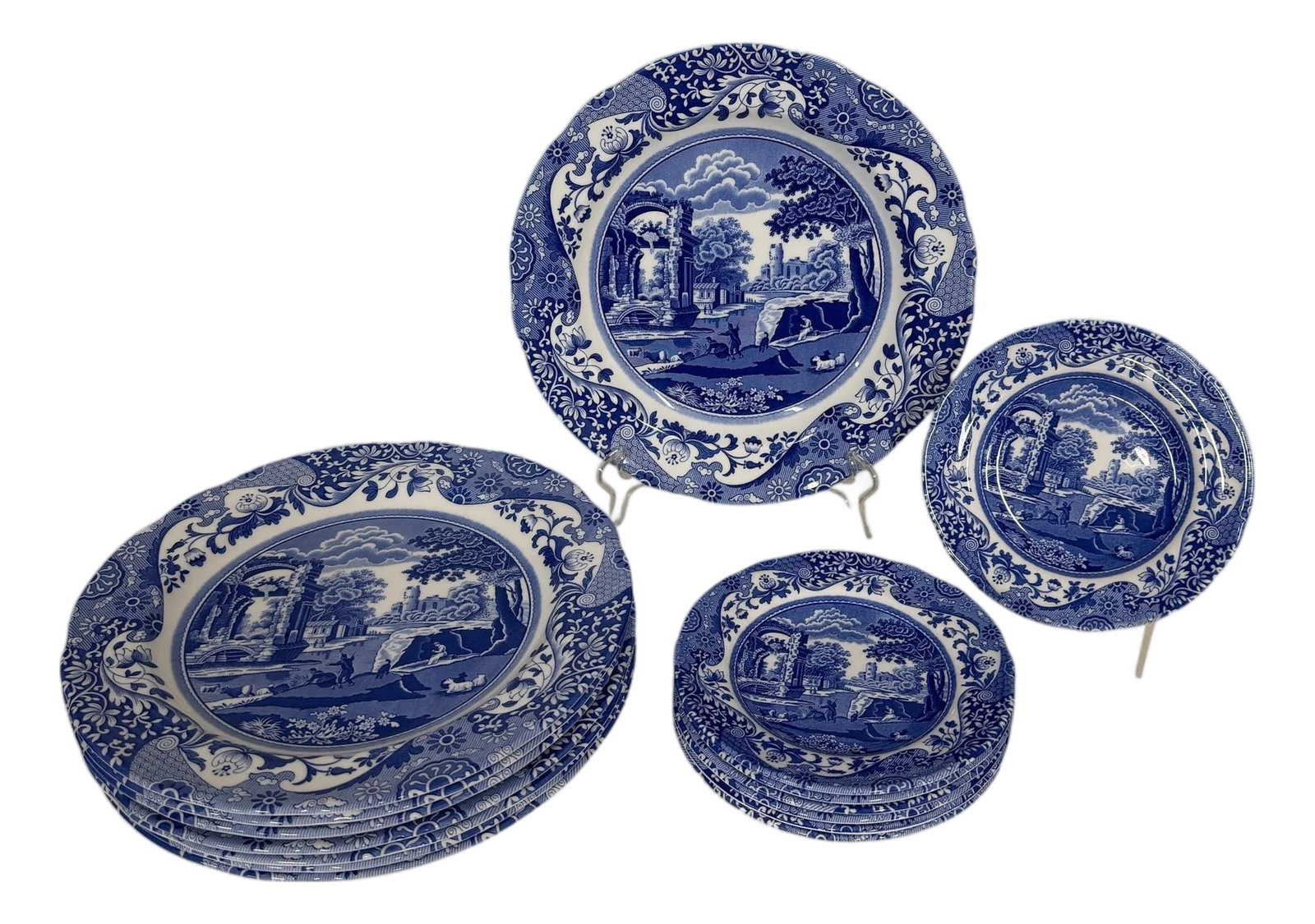 Vintage Spode Italian Dinner and Dessert Plates, Made in England - Set of 15 (1 of 6)
