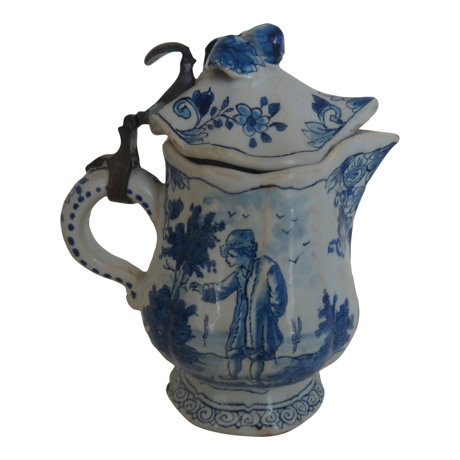 Rare 18th Century Delft Pitcher by Hugo Brouwer: Small Highly collectible 18th century delft lidded pitcher by Hugo Brouwer (1740-1817) Sign by HB on bottom. His pieces were all signed in his ceramics factory in the Netherlands. He is represented