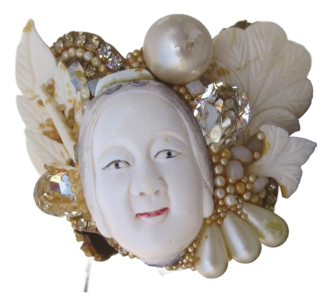 Cuff Bracelet by Wendy Gell 1985 Signed: Costume jewelry by designer Wendy Gell, 1985. A vintage star of pop jewelry, Girls just want to have FUN. Darling, busy, indulgent, and free-spirited punk jewelry. A brass cuff is the ground to carry