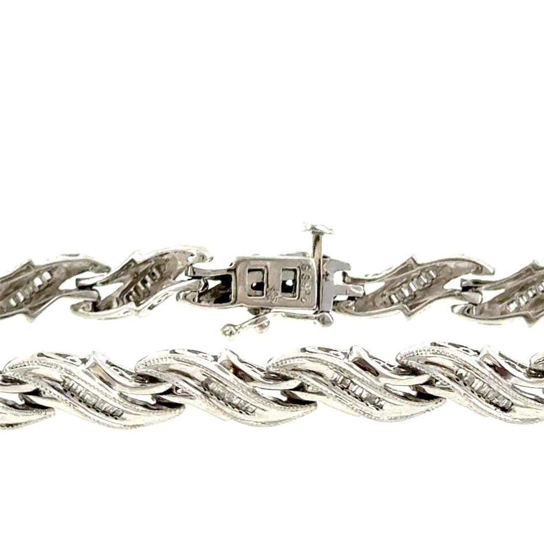 Silver 925 Diamond Baguette Tennis Bracelet - 2
