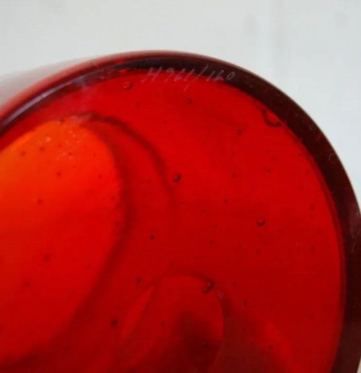 Erik Hoglund Vintage Swedish Red Art Glass Vase for Boda - 6