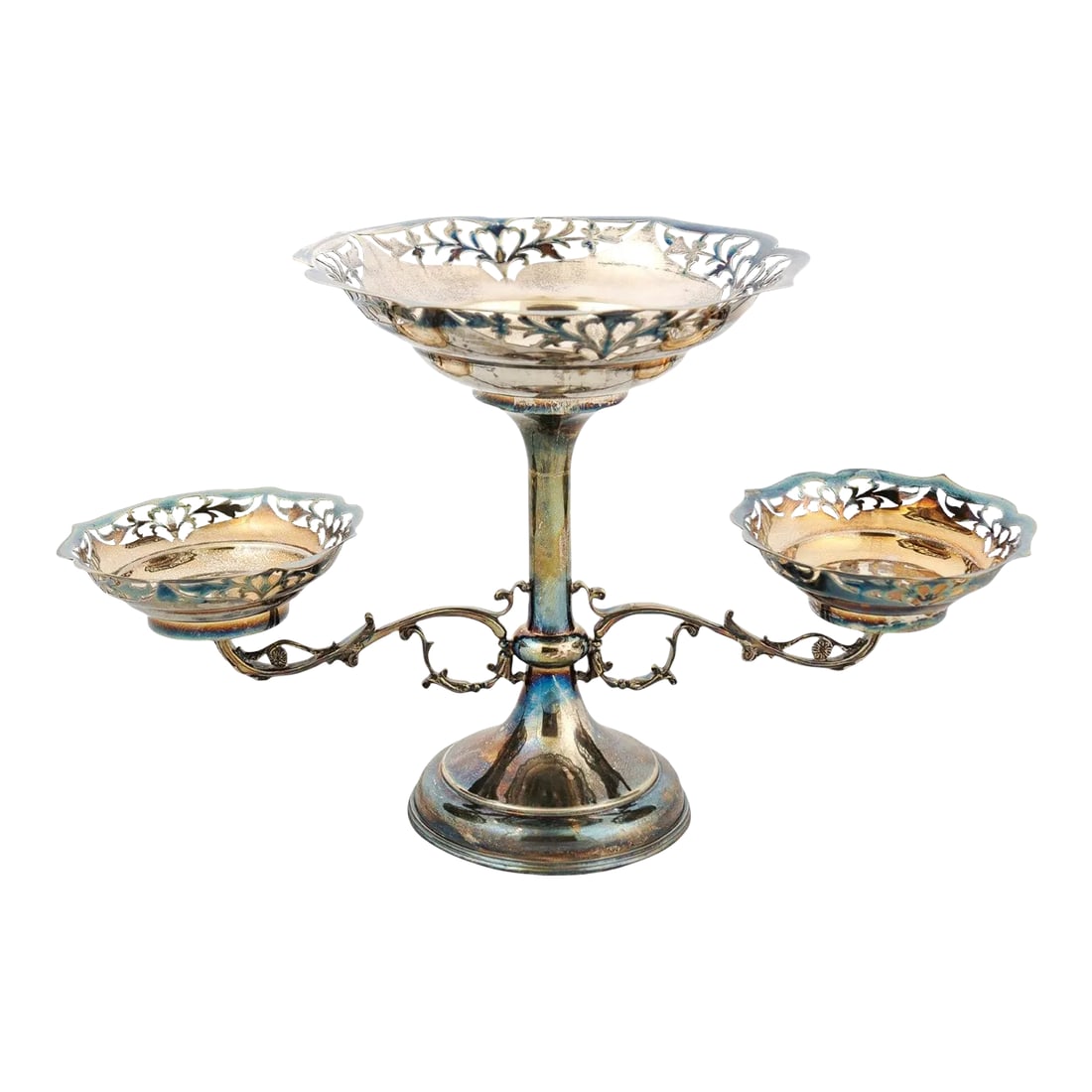 French 19th Century Silver Epergne with Pierced Foliage and Scrolling Motifs (1 of 13)