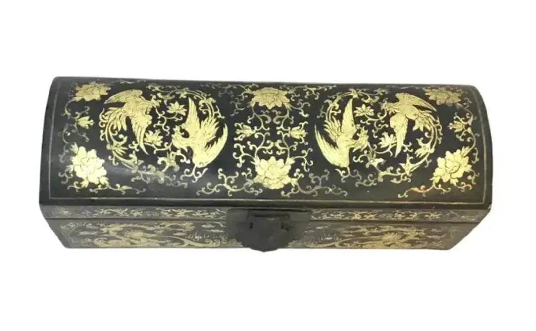 Antique Chinese Hand-Painted Chinoiserie Pillow Box - 4