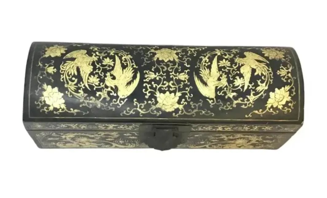 Antique Chinese Hand-Painted Chinoiserie Pillow Box - 5