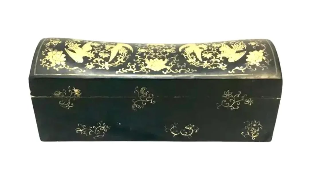 Antique Chinese Hand-Painted Chinoiserie Pillow Box - 7