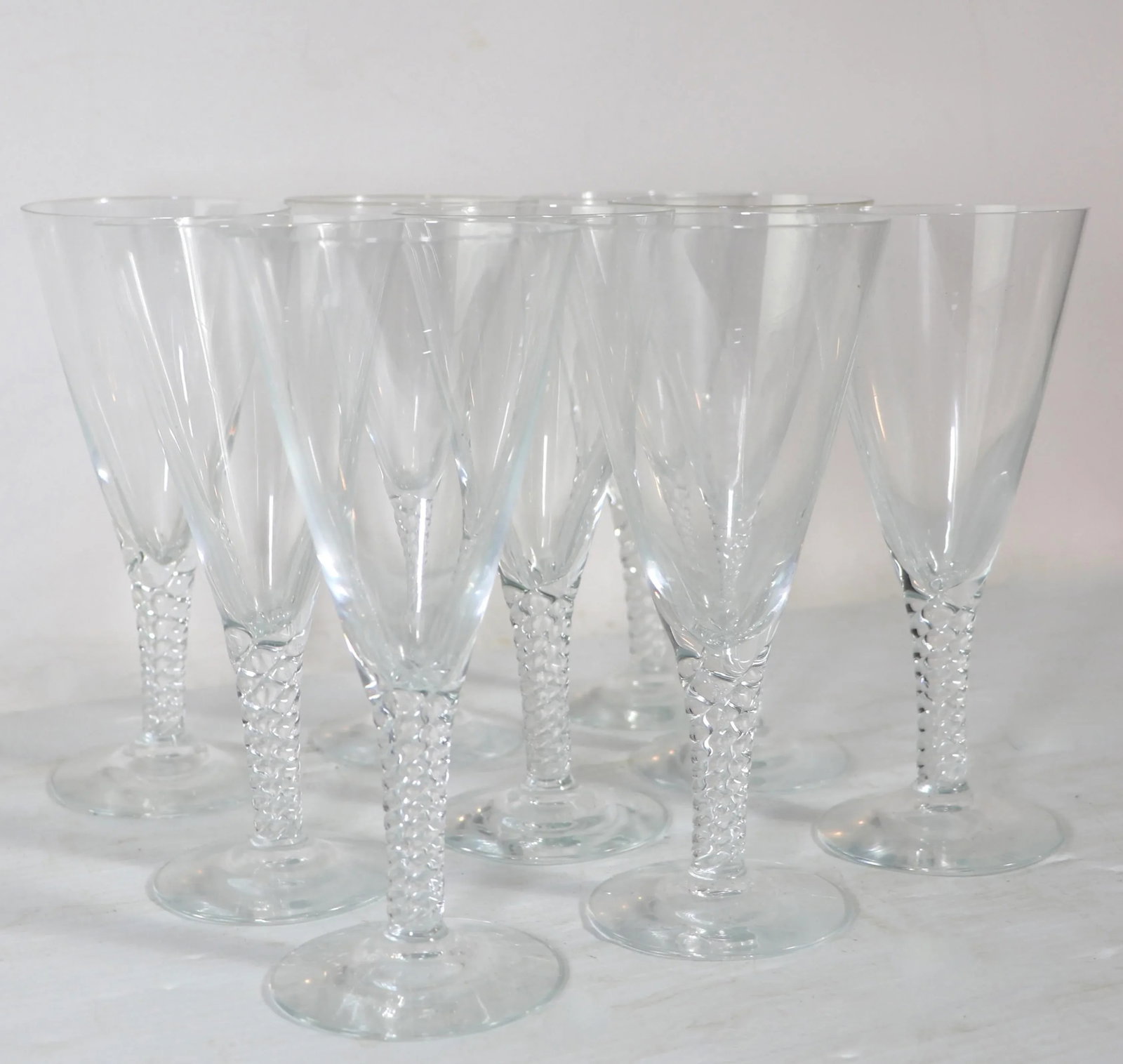 1960s Holmegaard Twist Pattern Stemware Water Glasses- Set of 9 - 3