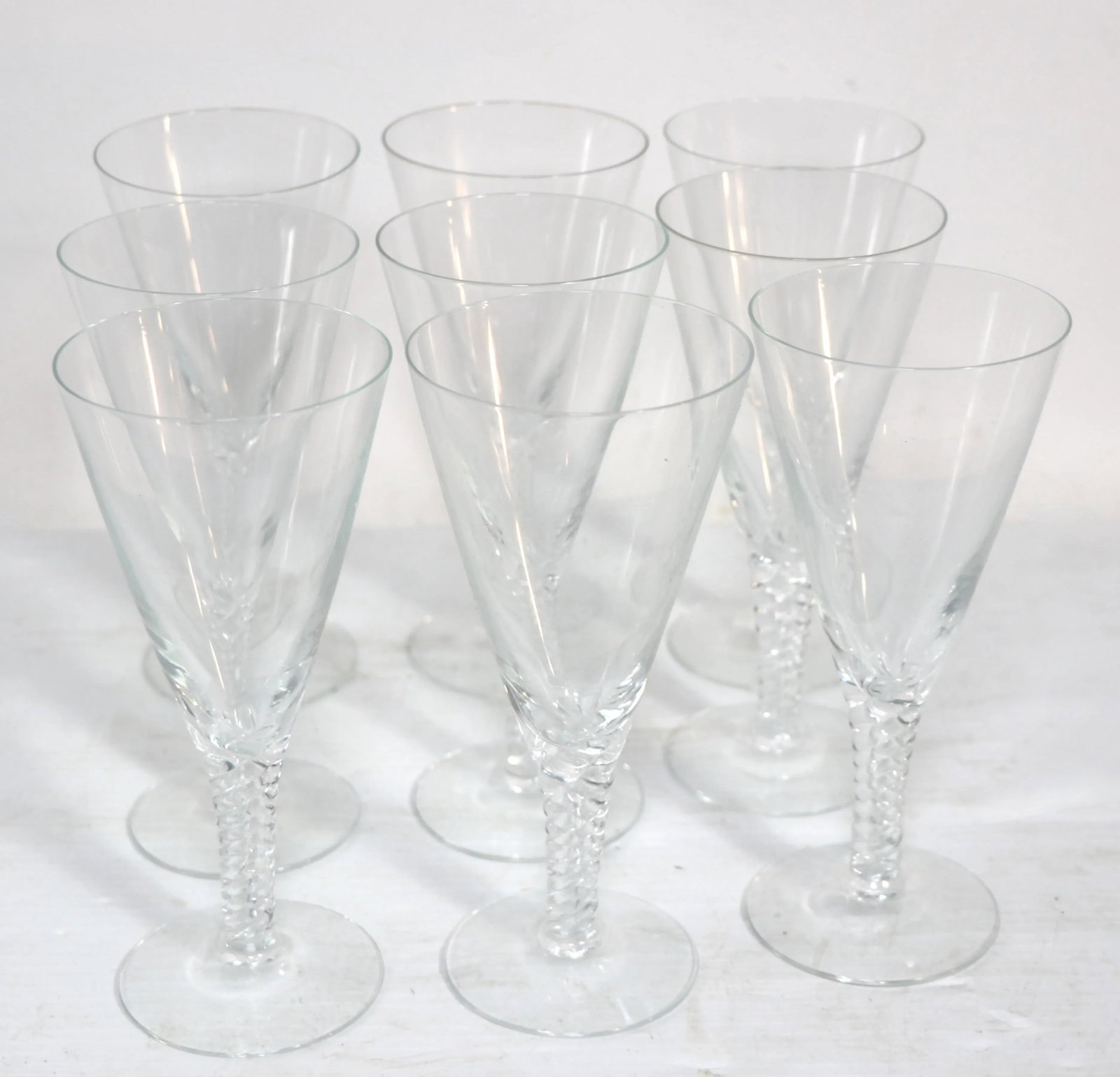 1960s Holmegaard Twist Pattern Stemware Water Glasses- Set of 9 - 6