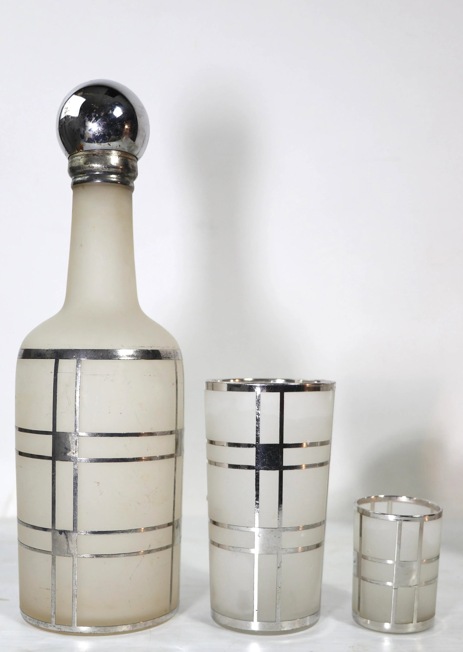 1930s Fostoria Silver Overlay Art Deco Bar Cocktail Set- 13 Pieces - 7