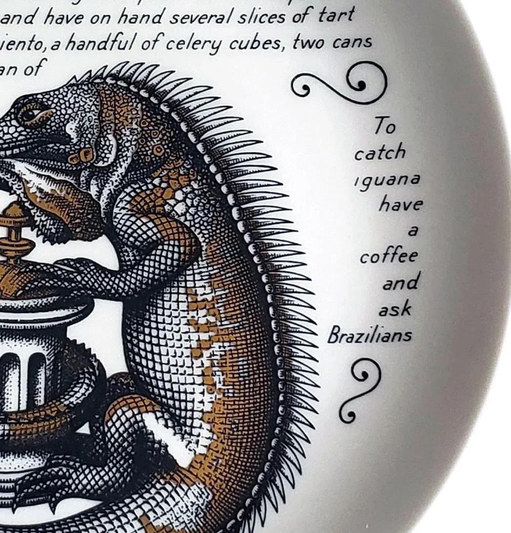 1960s Piero Fornasetti Fleming Joffe Porcelain Recipe Plate- Iguana and Chicken Breasts - 2