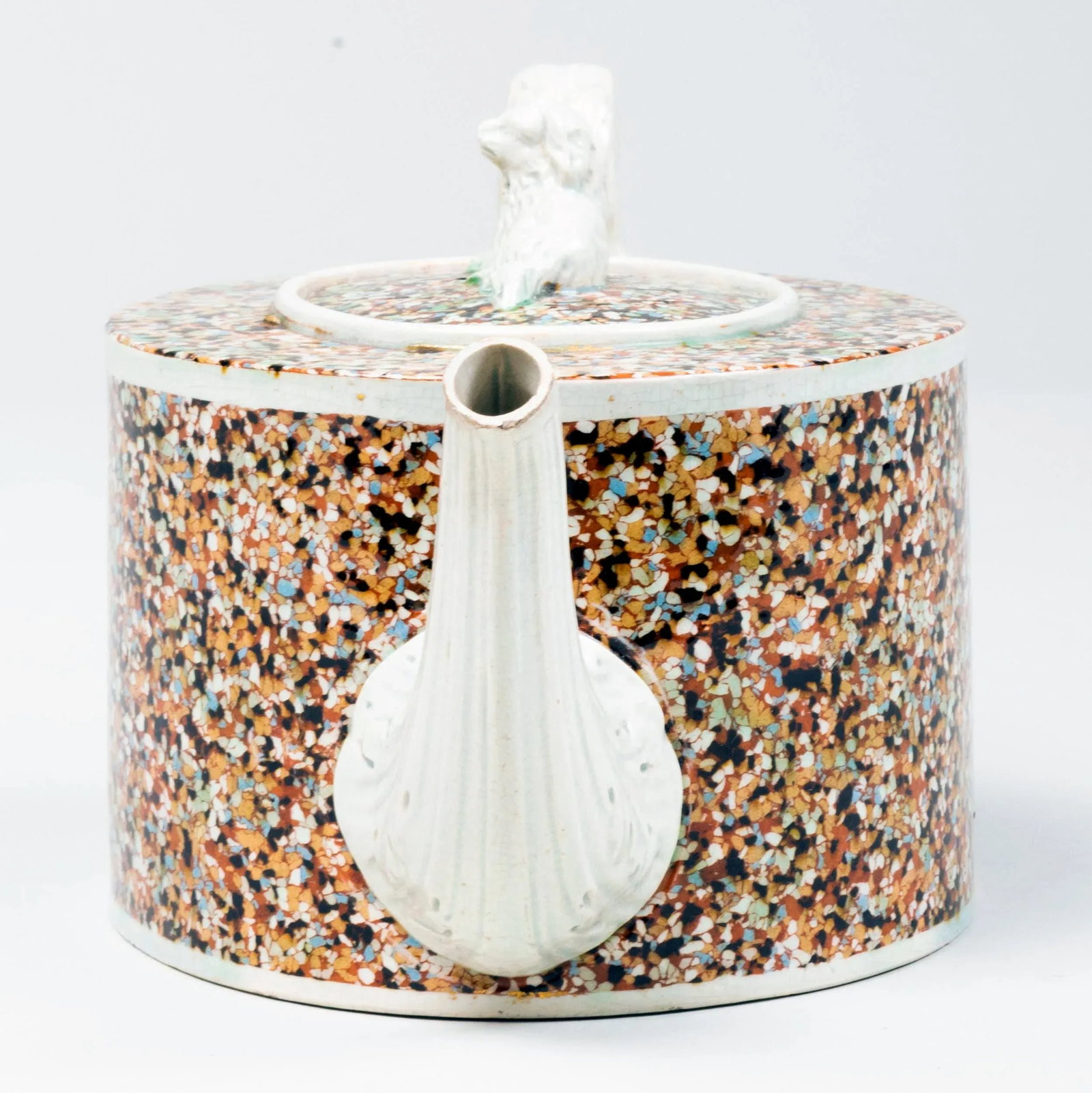 Staffordshire Pearlware Teapot and Spanial Finial on Cover With Inlaid Agate Surface - 7