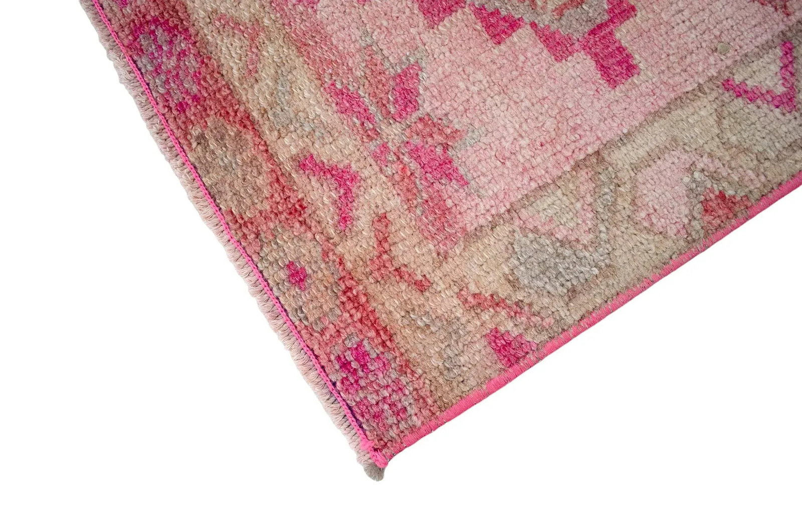 1960s Hand Knotted Kurdish Tribal Low Pile Runner - 9