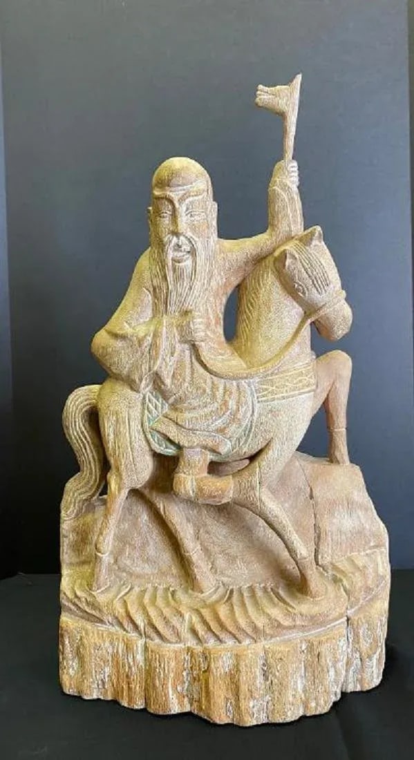 1970s Burmese Wood Figure of Man and Horse - 10