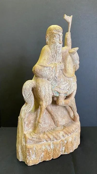 1970s Burmese Wood Figure of Man and Horse - 2