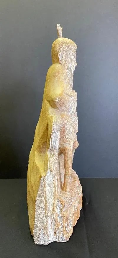 1970s Burmese Wood Figure of Man and Horse - 3
