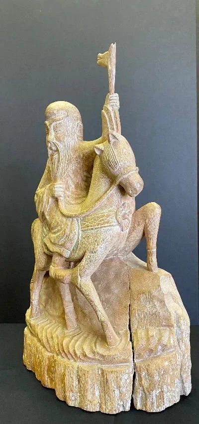 1970s Burmese Wood Figure of Man and Horse - 5