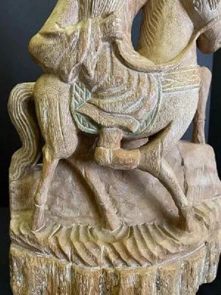 1970s Burmese Wood Figure of Man and Horse - 6