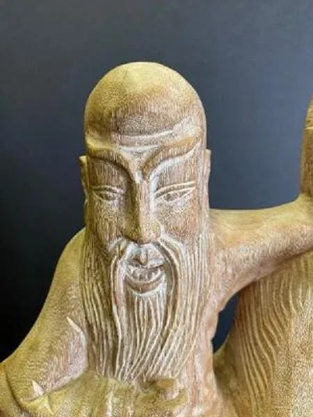 1970s Burmese Wood Figure of Man and Horse - 7