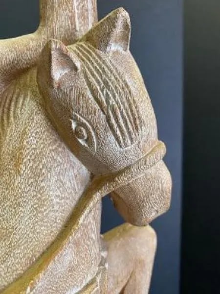 1970s Burmese Wood Figure of Man and Horse - 8