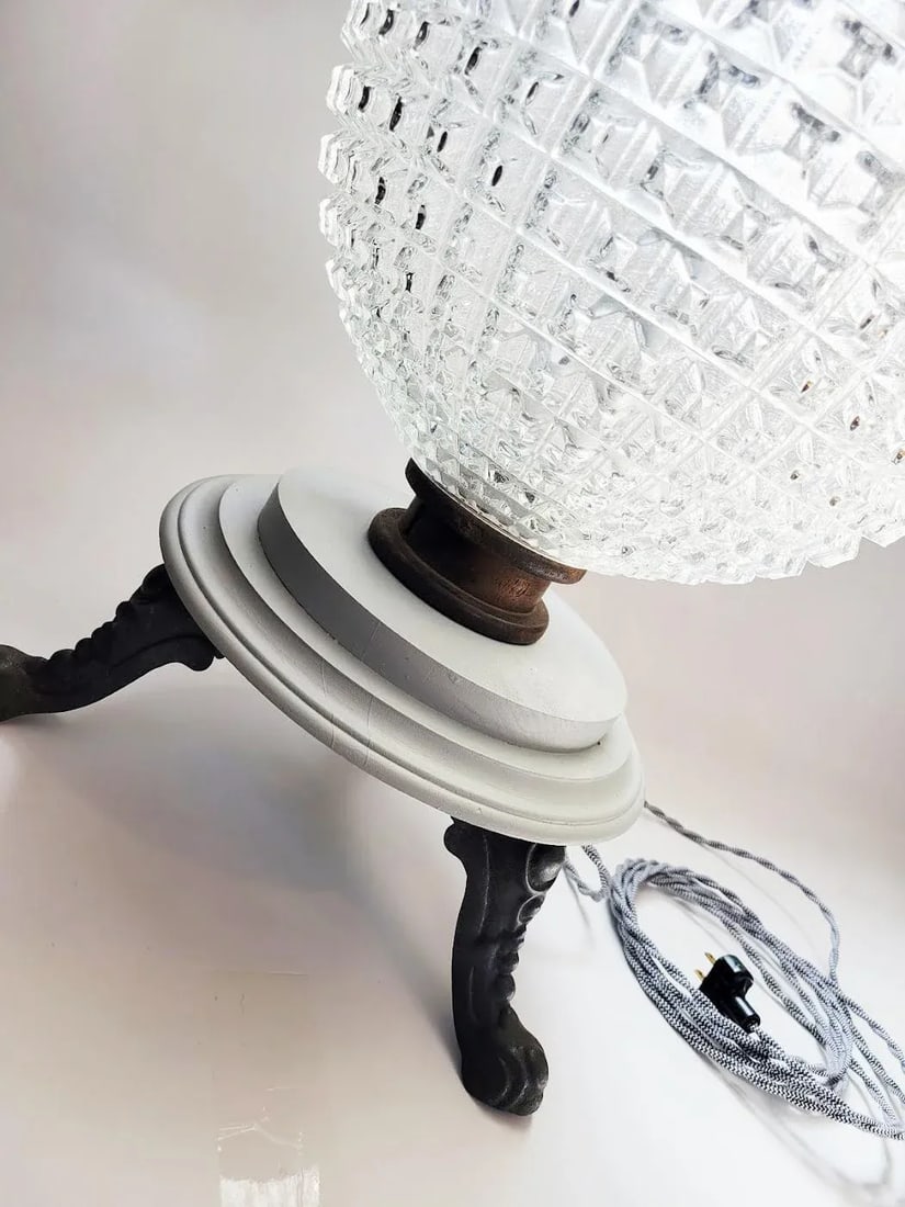 1950s Large Holophane Glass Globe Table Lamp - 3