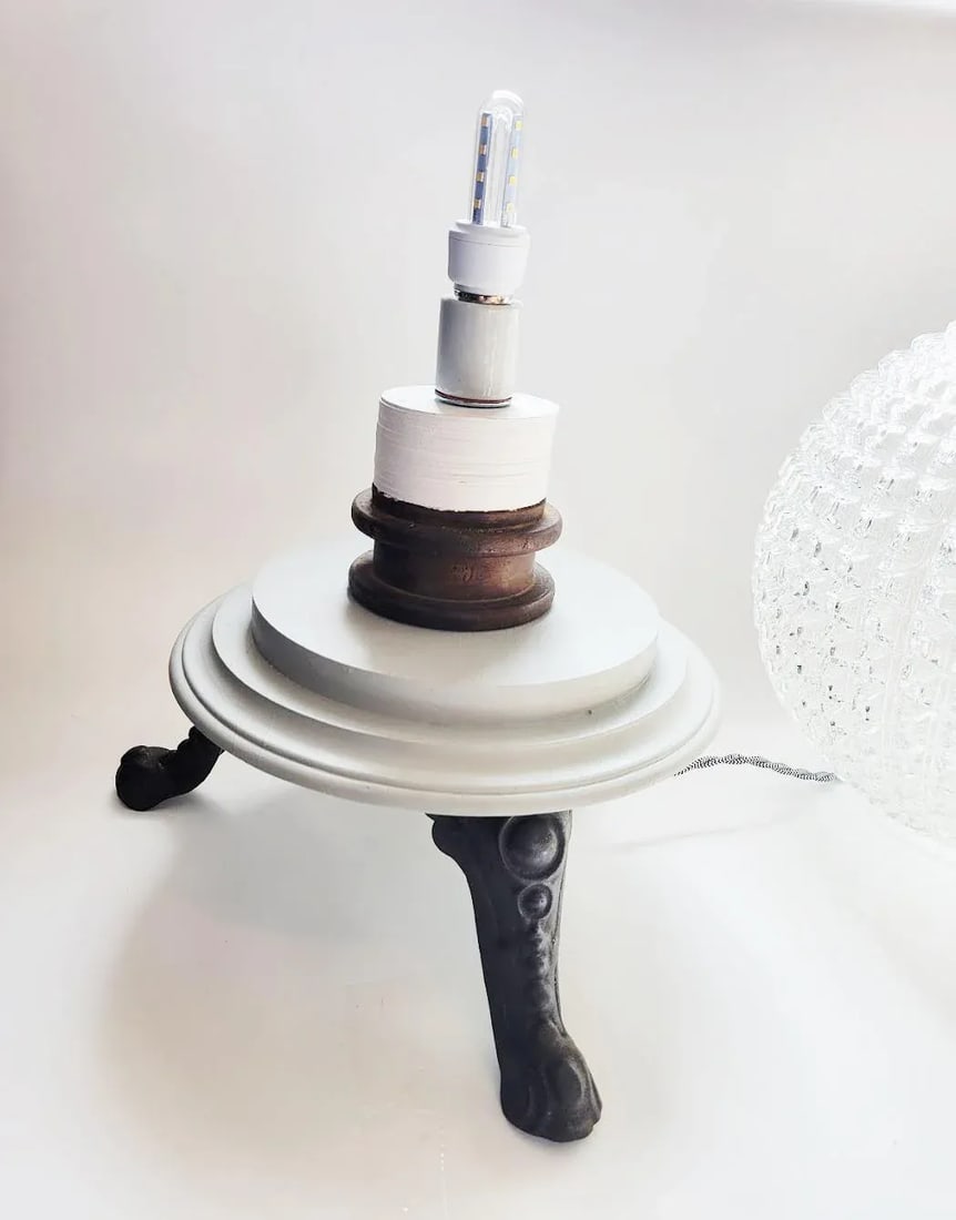 1950s Large Holophane Glass Globe Table Lamp - 5