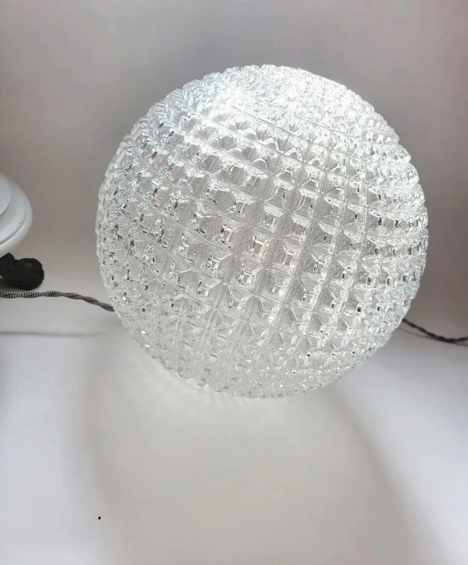 1950s Large Holophane Glass Globe Table Lamp - 9