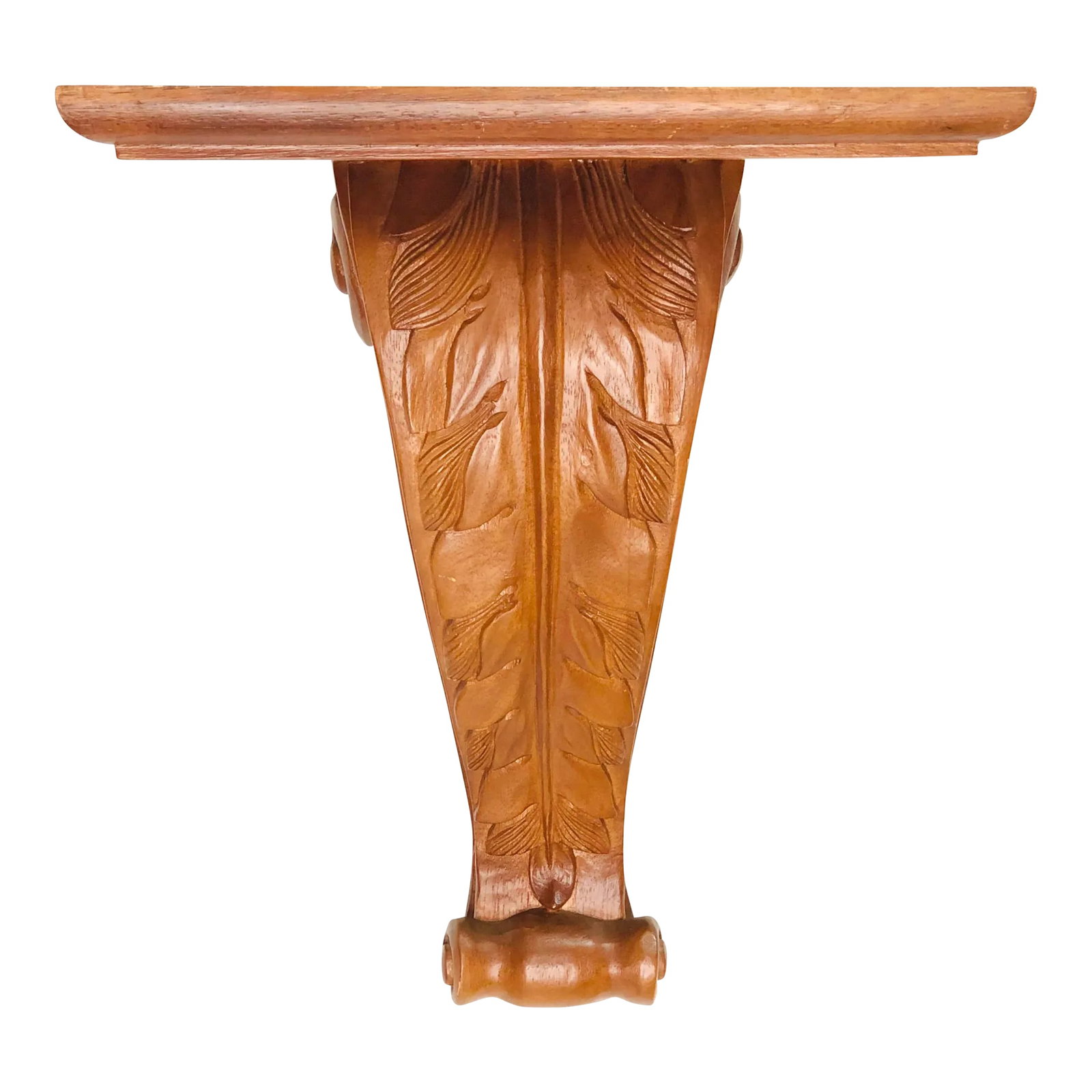Vintage Hand Carved Acanthus Pattern Wood Wall Shelf / Bracket (1 of 7)