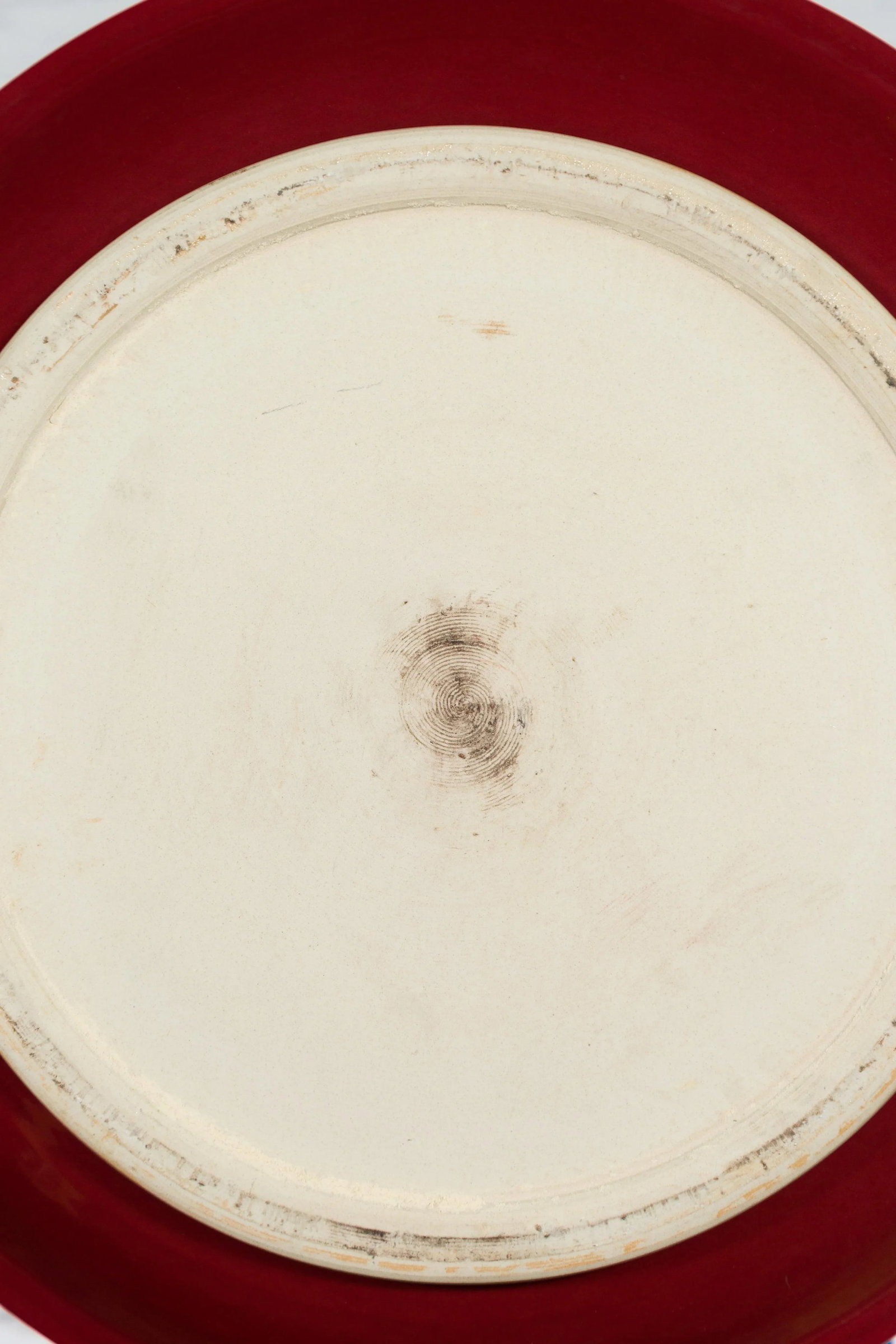 Chinese Vintage Large Porcelain Platter with Oxblood Color - 10