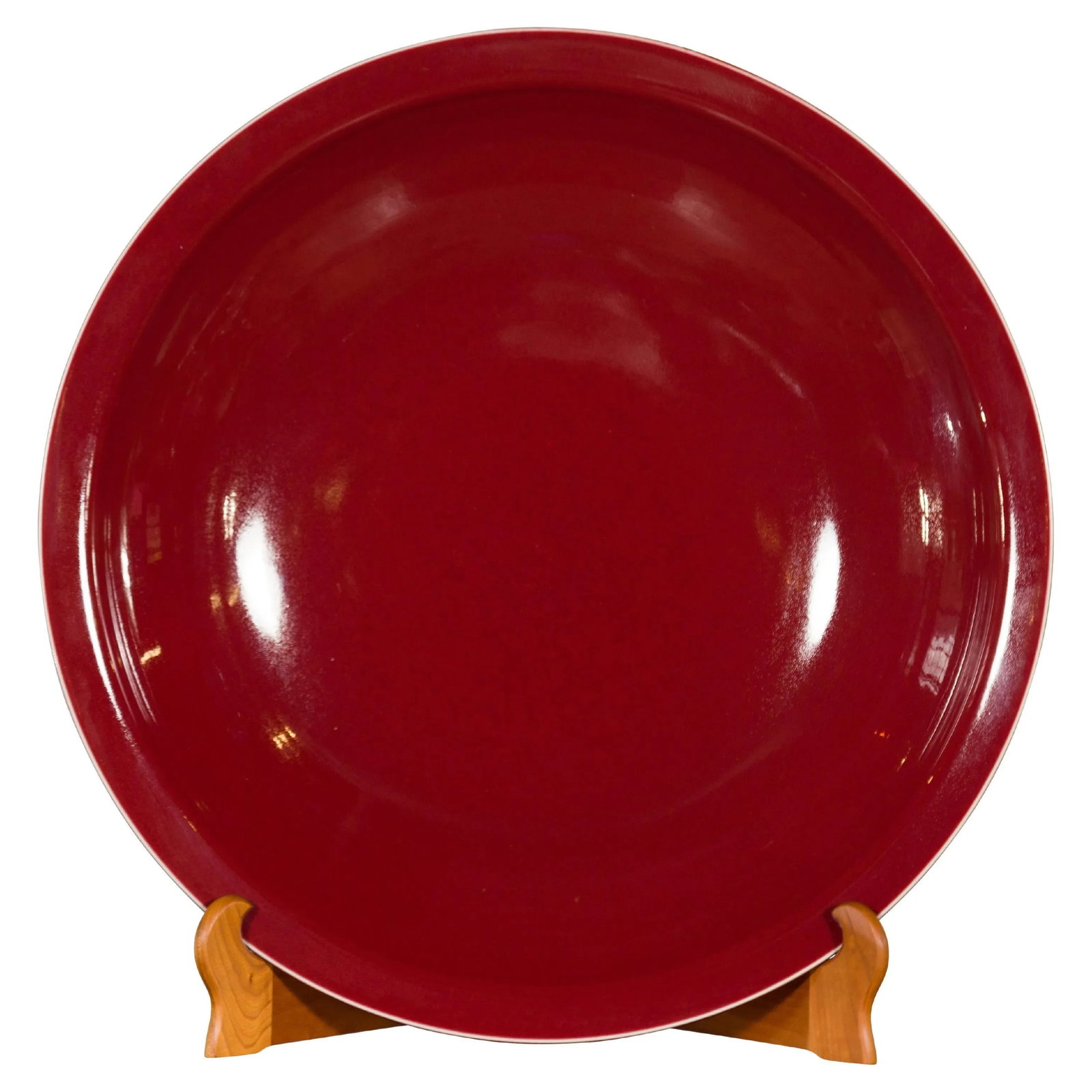 Chinese Vintage Large Porcelain Platter with Oxblood Color - 13