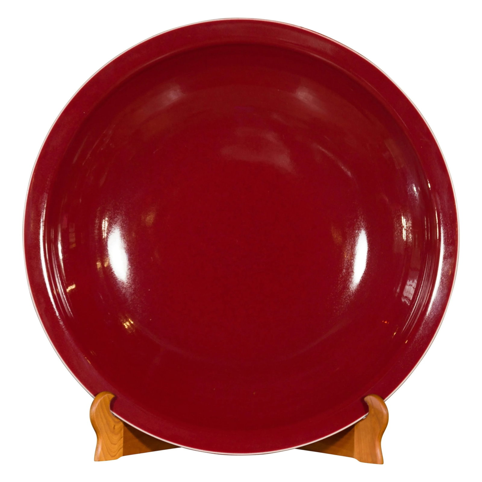 Chinese Vintage Large Porcelain Platter with Oxblood Color - 2