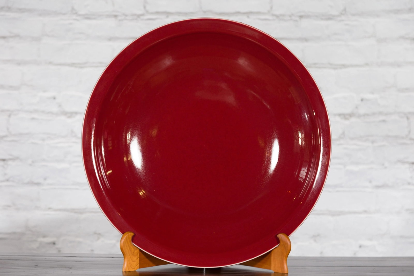 Chinese Vintage Large Porcelain Platter with Oxblood Color - 7