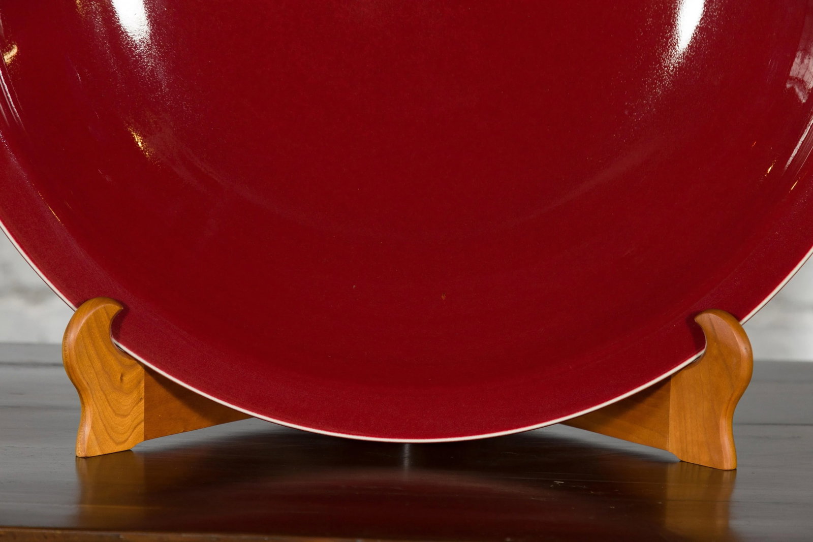 Chinese Vintage Large Porcelain Platter with Oxblood Color - 8