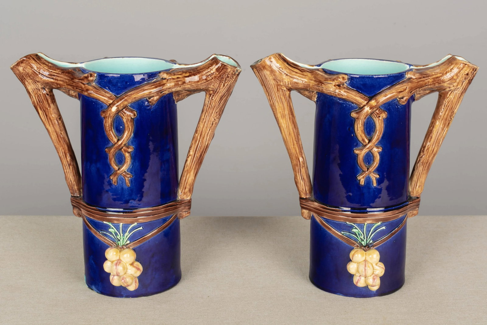 1920s French Majolica Pitchers or Vases - a Pair - 10