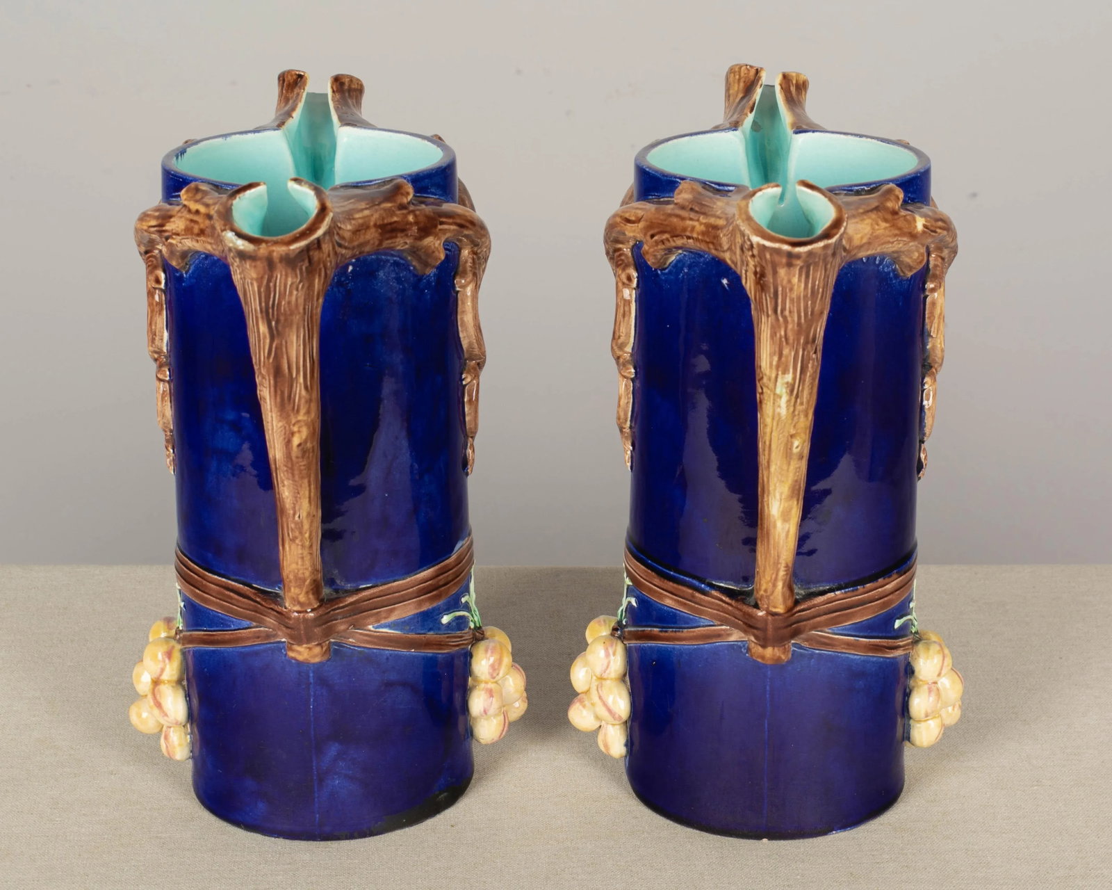 1920s French Majolica Pitchers or Vases - a Pair - 3