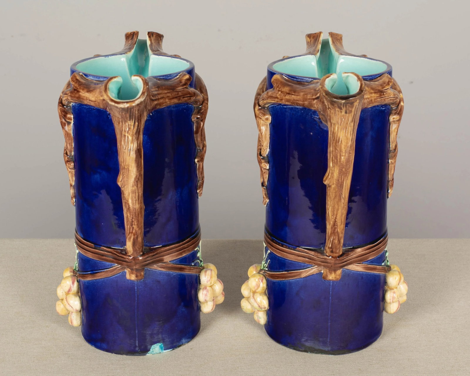 1920s French Majolica Pitchers or Vases - a Pair - 4