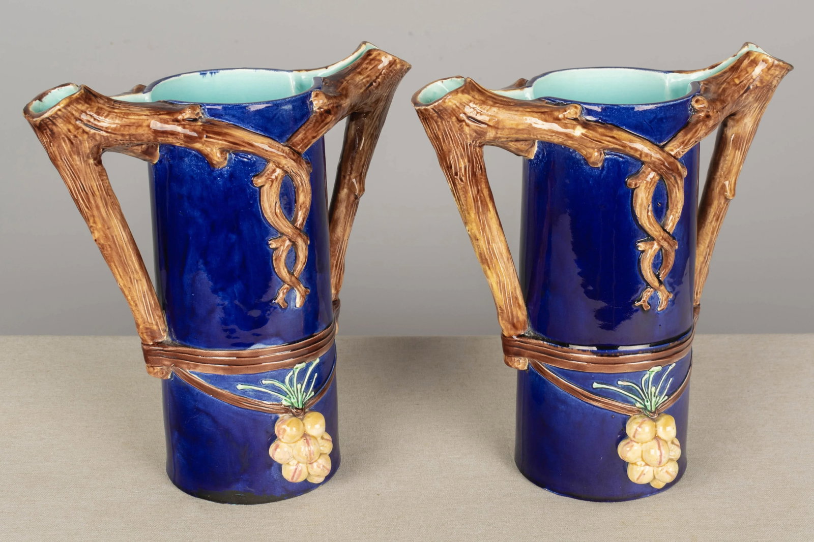 1920s French Majolica Pitchers or Vases - a Pair - 5