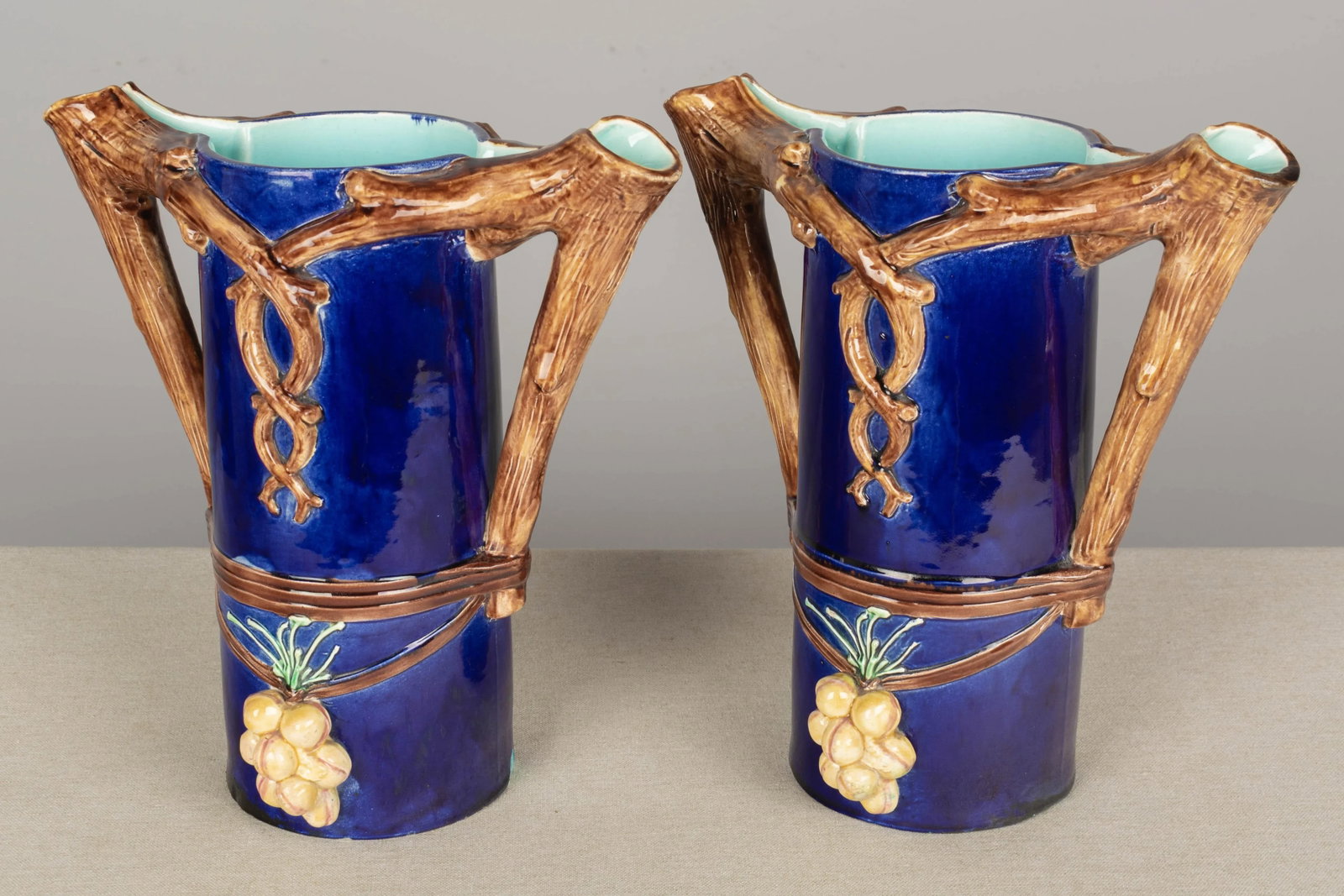 1920s French Majolica Pitchers or Vases - a Pair - 6