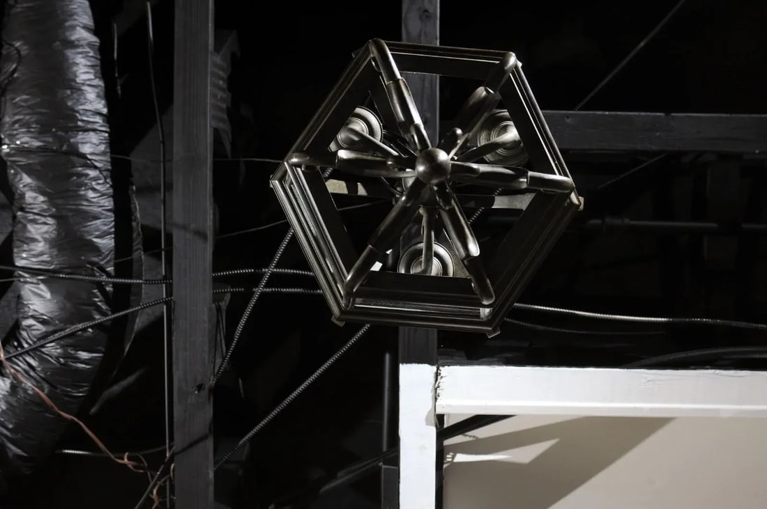 Spanish 1910s Bronze and Glass Hexagonal Lantern with Three Lights and Volutes - 9