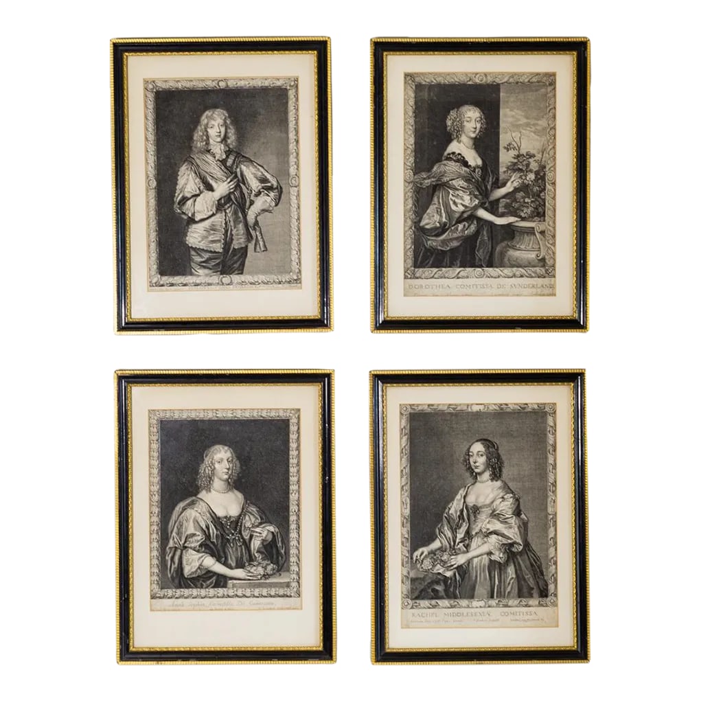 17th Century Pierre Lombart Framed Countesses Portrait Engravings Set of 4 (1 of 13)