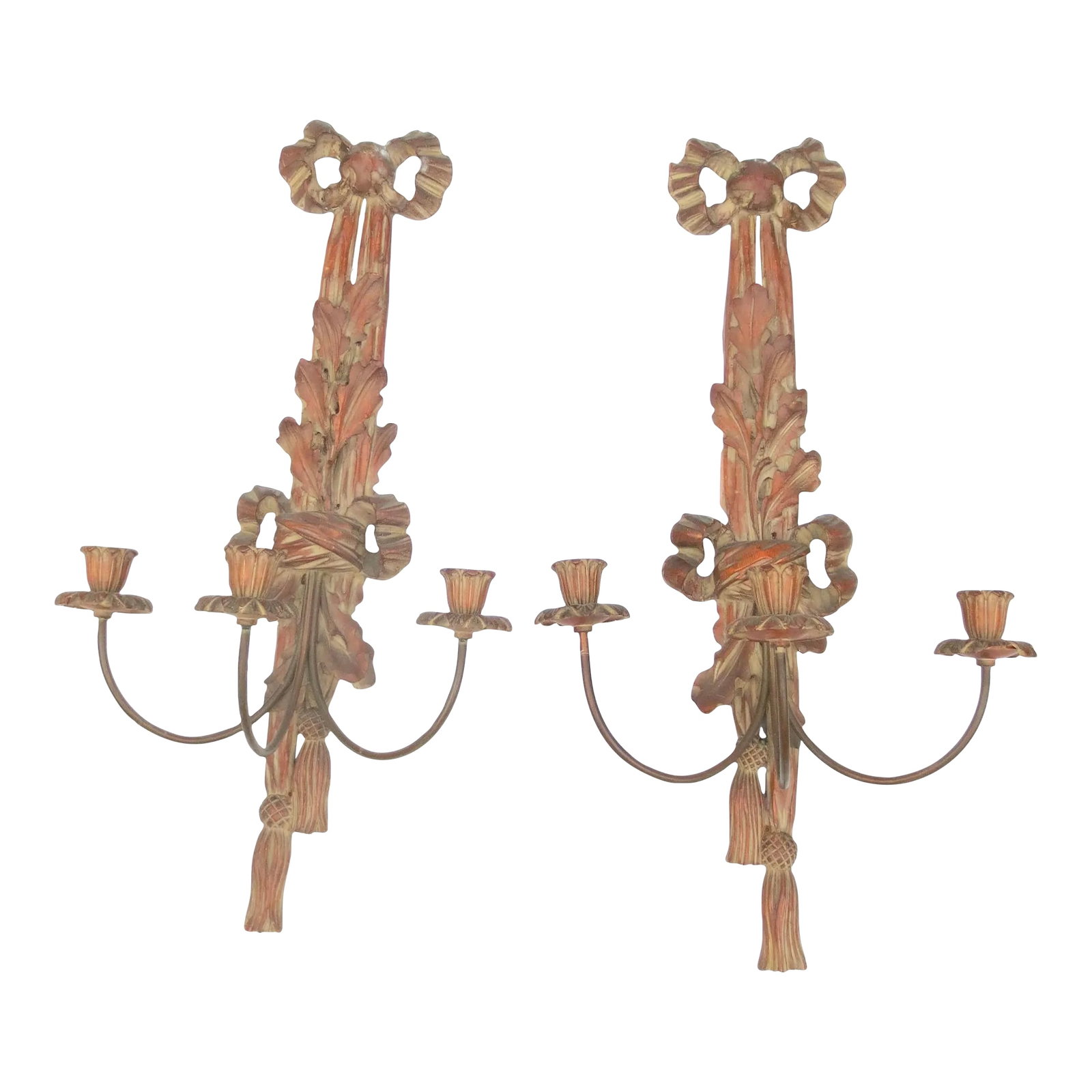 Early 20th Century Carved Wooden Beaux Arts Sconces - A Pair (1 of 9)