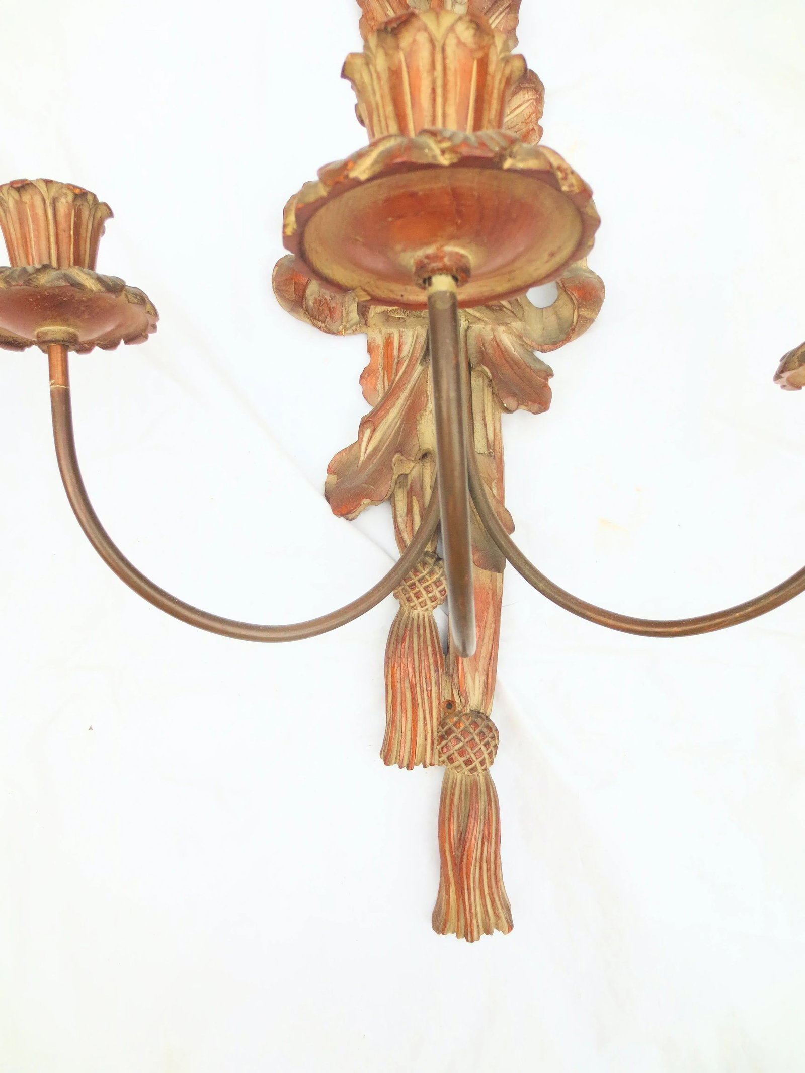 Early 20th Century Carved Wooden Beaux Arts Sconces - A Pair - 3