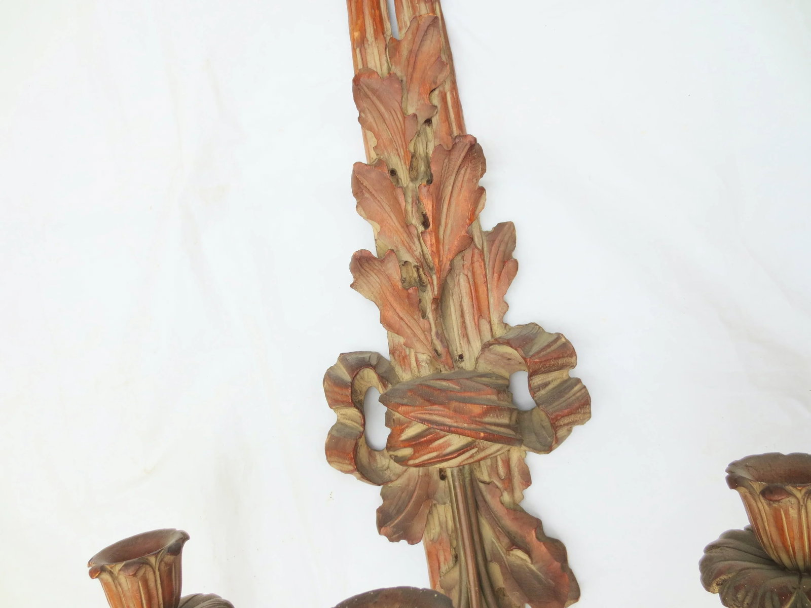 Early 20th Century Carved Wooden Beaux Arts Sconces - A Pair - 4