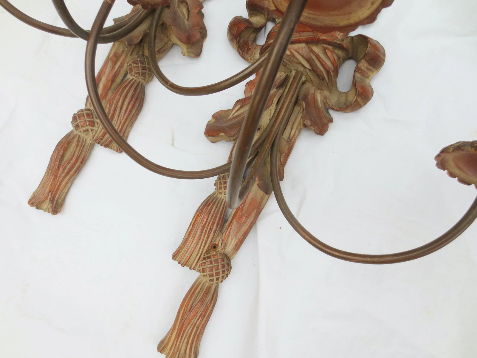 Early 20th Century Carved Wooden Beaux Arts Sconces - A Pair - 8