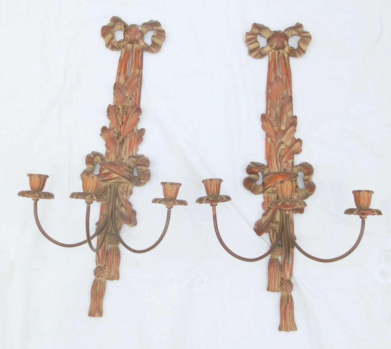 Early 20th Century Carved Wooden Beaux Arts Sconces - A Pair - 9