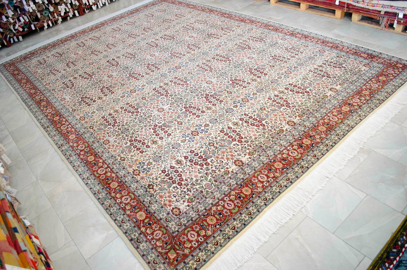 1970s Collectible Vintage Turkish Hereke Rug Hand Knotted Area Oversize Rug Large Living Room Rug - - 16