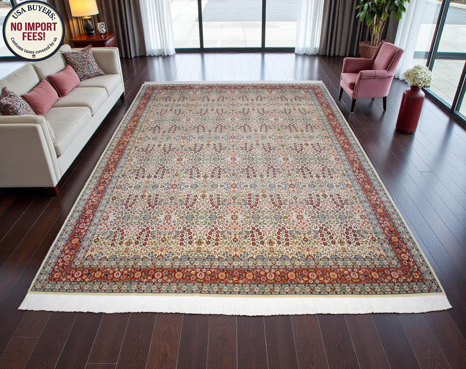 1970s Collectible Vintage Turkish Hereke Rug Hand Knotted Area Oversize Rug Large Living Room Rug - - 2
