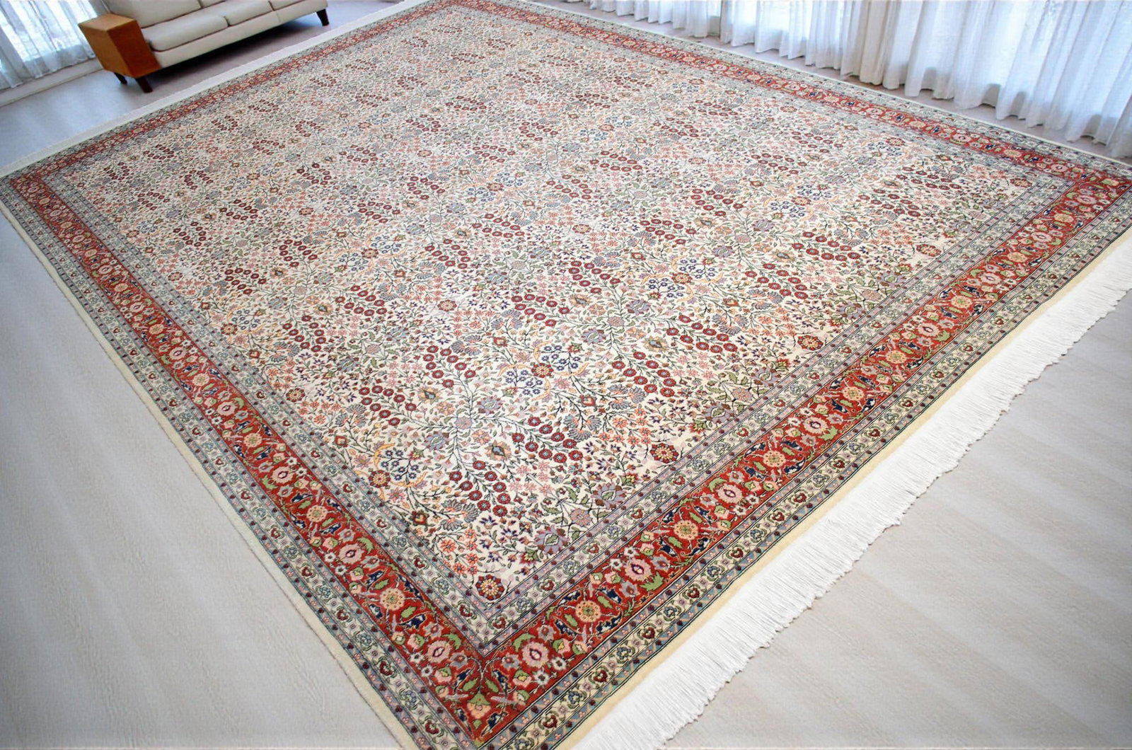 1970s Collectible Vintage Turkish Hereke Rug Hand Knotted Area Oversize Rug Large Living Room Rug - - 3