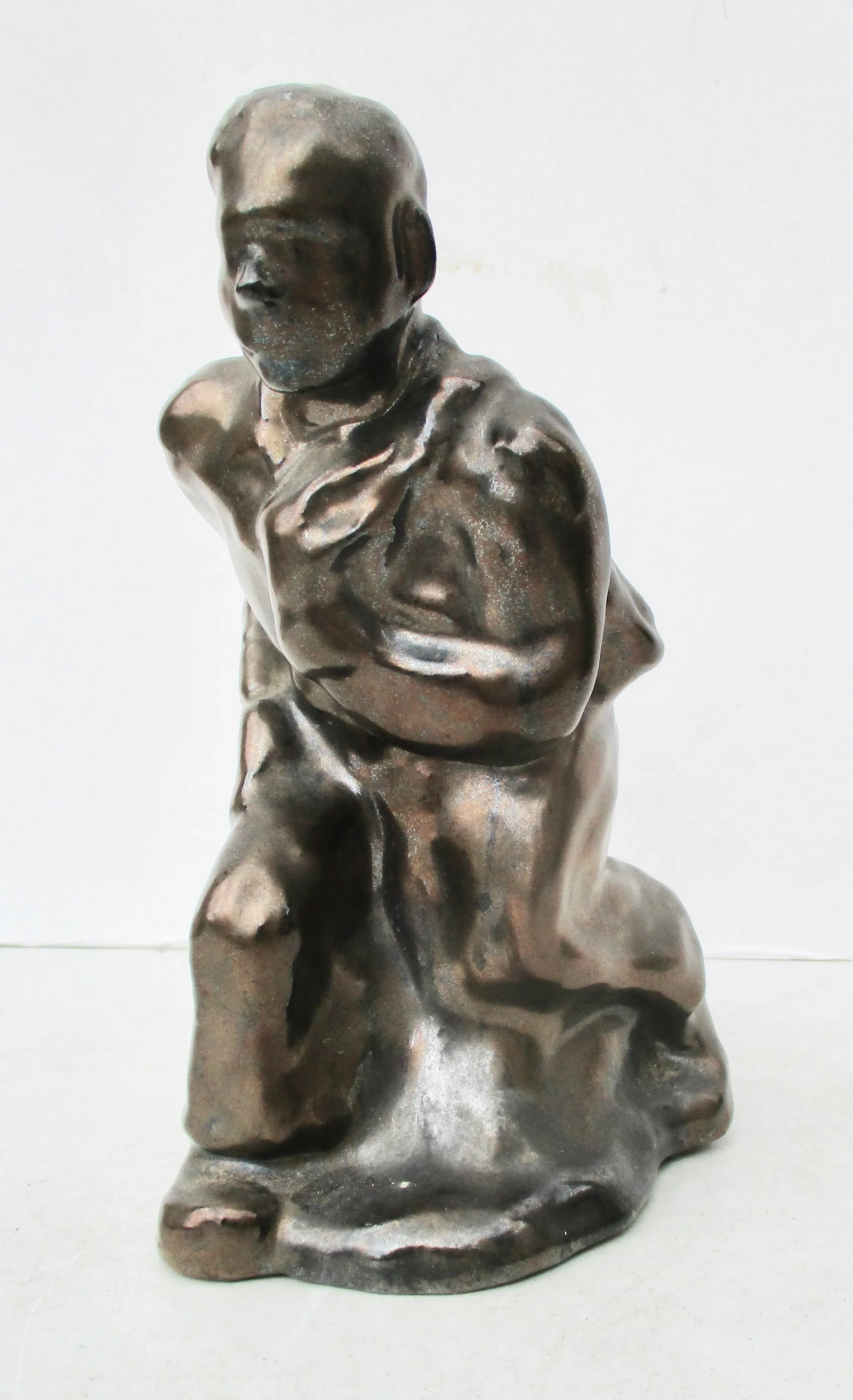 Circa 1950s Terra Cotta Glazed Sculpture of a School Boy - 2