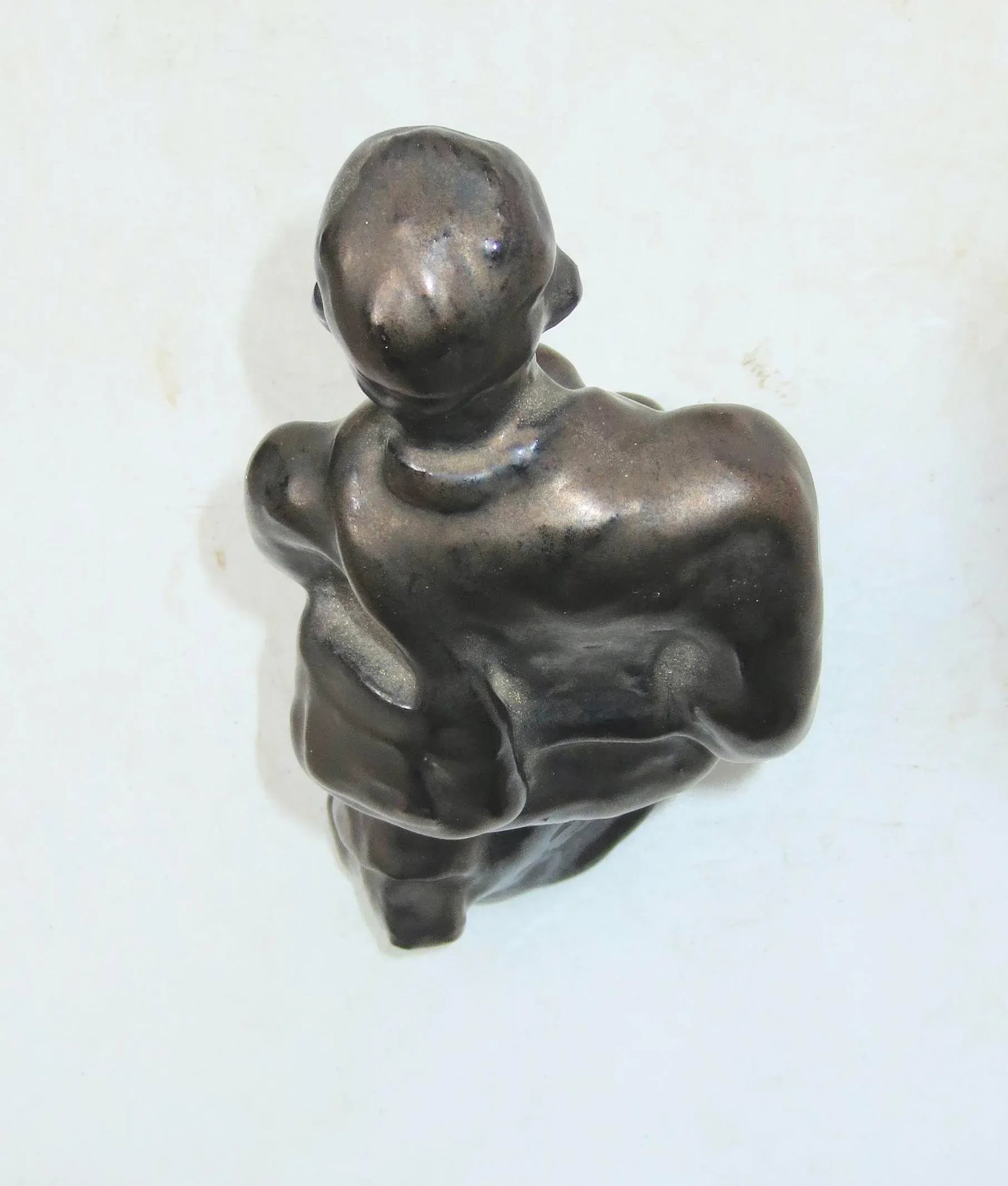 Circa 1950s Terra Cotta Glazed Sculpture of a School Boy - 9